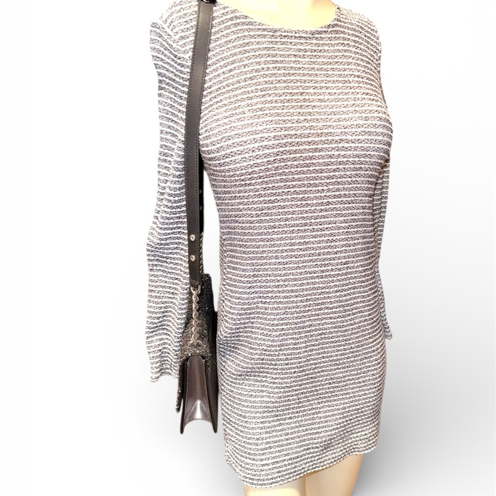 Banana Republic Textured Knit Long Sleeve Shift Dress Exposed Zipper Size 2P - Picture 4 of 13